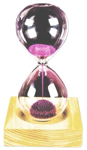 Base en bois poudre de fer fleur aimant magnétique sablier ornements décoratifs(Light Purple)
