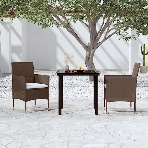 SKTQYQO 3-teiliges Gartenmöbel-Set mit braunen und schwarzen Kissen Outdoor-Set Terrassenmöbel Geeignet für Balkone