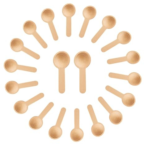 ZenithQuest 20 Pack Round Wooden Spoons, 6.8cm Natural Lotus Wood Mini Teaspoons, Rustic Small Kitchen Spoons for Condiments Sugar Salt Jam Honey Tea