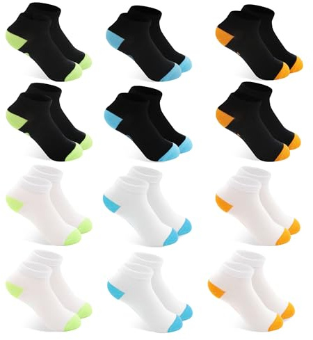 Desanlapi sneakers strumpor barn bomull 12 par sportstrumpor pojkar barnstrumpor småbarn strumpor skolbarn enkla färger unisex strumpor för vardag och sport, Flerfärgad 2119, 31-34