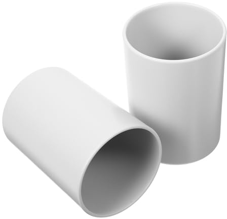 SHINEOFI Vasos para Enjuague Bucal 2 Piezas Gris Irrompibles Multiusos para Baño Porta Cepillos de Dientes y Soporte para Pasta de Dientes Diseño Nórdico Compacto y Apilable