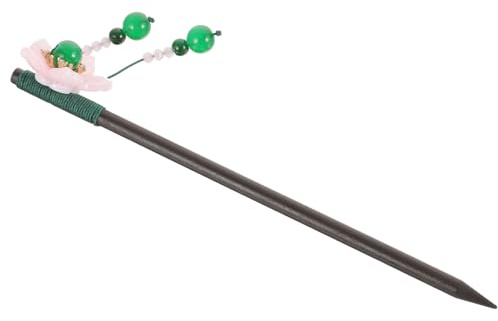 DECOMELODY Horquilla Cabello de Ébano Borla y Flor, Palillo para Moño de Pelo Tradicional Japonés, Accesorio para Peinados de Bodas y Fiestas, Sujetador de Moño Elegante para Cabello Medio
