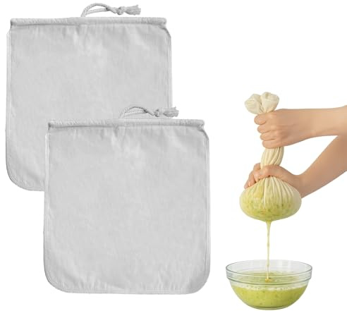 LgCiXli 2pcs Bio Nussmilchbeutel aus Hanf | Profi-Passiertuch für cremige Pflanzenmilch & Säfte | Reißfestes Filtertuch für die nachhaltige Küche | Waschbar, Vegan & Plastikfrei