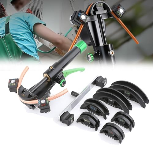 Kit piegatubi idraulico manuale, set di attrezzi per piegatubi a cricchetto con 7 stampi per curve a 90° in ottone, alluminio e tubi sottili in acciaio