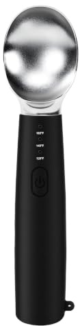VGEBY Cuillère à Crème Glacée Chauffante, Cuillère à Glace électrique Rechargeable avec Tête en Alliage de Zinc, 3 Niveaux de Chaleur 120 °F 140 °F 160 °F, à Courbe Profonde pour Desserts Glacés à