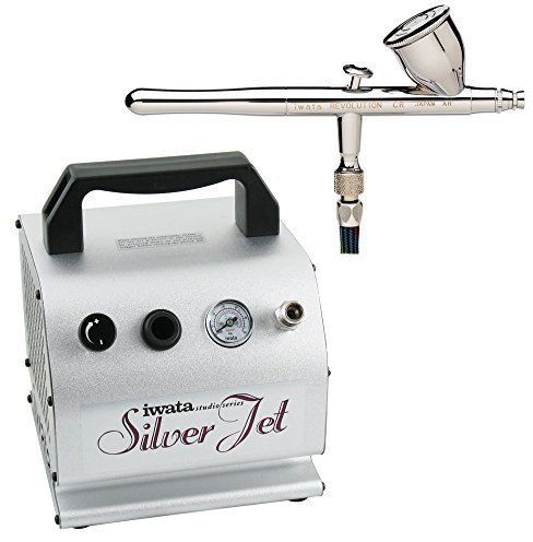 Iwata Revolution (R 4500) CR Airbrush with IS-50 Silver Jet Air Compressor