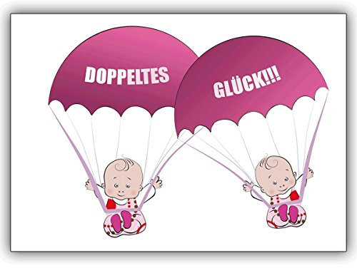Kartenkaufrausch 1 Babykarte: Süße Zwillings Babykarte zur Geburt von Zwillings Mädchen: Doppeltes Glück!!! • zauberhafte Willkommens Gruss-Geschenk-karte um Mutter und Kind zu gratulieren