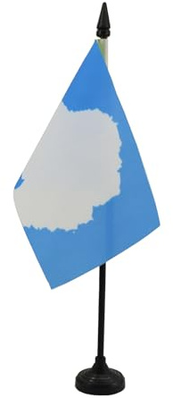 AZ FLAG Antarctic Table Flag 15x10 cm 100D Polyester Plastic Base | Indoor use 4x6 in desk flag stitched finish with reinforced edges with plastic pole