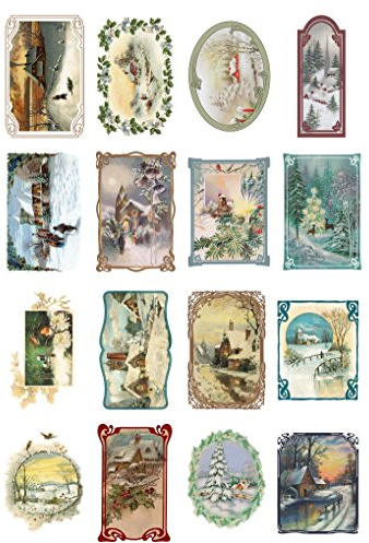 Decoupage Paper Pack (20 Sheets 10x15cm) Christmas Winter Landscapes FLONZ Vintage Ephemera