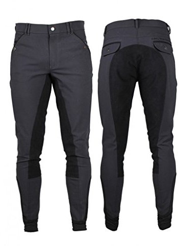 QHP Reithose Herrenreithose Turnierreithose Jack Vollbesatz (Grau, 44)