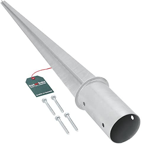 KOTARBAU® Support de Poteau Rond à Enfoncer Ø 80 mm Longueur 750 mm Pied pour Poteau Ancre à Poteau en Acier Galvanisé à Chaud Argent