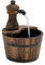 Outsunny Gartenbrunnen Springbrunnen Zierbrunnen Fassbrunnen Wasserfall Holzeimer Tannenholz + Metall Naturholz Ø27 x 37 cm