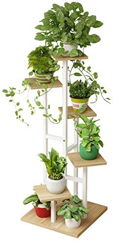 6-Tier Portabottiglie in Legno Fioriera Porta Metallo Scaletta per pianta Display per Interni da Esterno Salotto Giardino Ufficio Decorativo