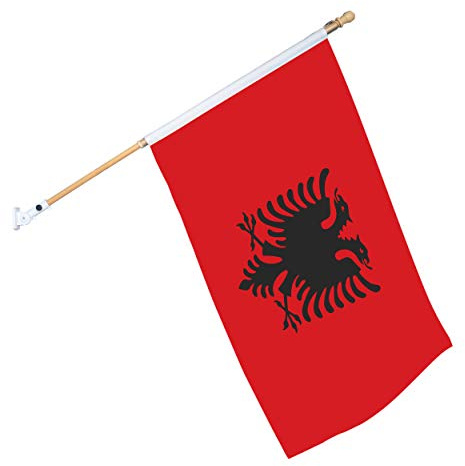 Nationenflagge 150 x 90 inkl. Roll Over Stab und Wandhalterung (Albanien)