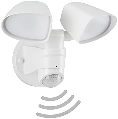 TELEFUNKEN - LED Außenleuchte, Außenwandspot mit Sensor, schwenkbar 10 Watt, 1000 Lumen, 4000 Kelvin neutral weißes Licht, IP44, 258x218x160mm (LxBxH), Ausladung 160mm, Weiß