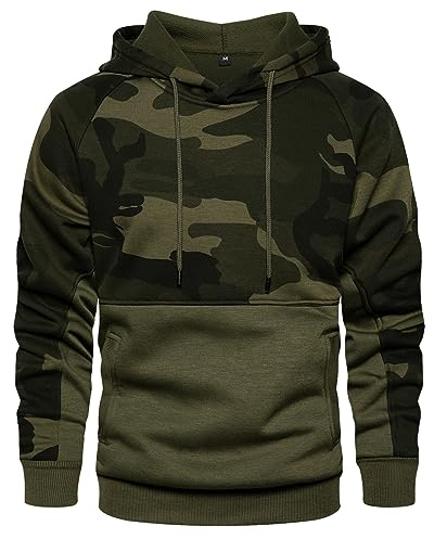 MANLUODANNI Men's Pullover Fleece Sweatshirt Camouflage Hoodies