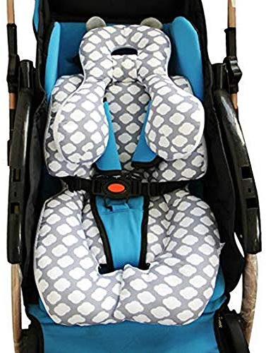Neugeborenes Auto-Sitzeinsatz, Eyand Cotton Kinderwagen Liner Kopf und Körper Stützkissen, Säuglingssitzkissen Carseat Halsstütze Kissen für Kleinkind