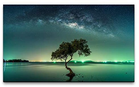 Bilder XXL Landschaft mit Milchstraßenhimmel 120x70cm Wandbild auf Leinwand
