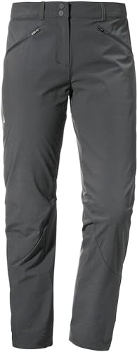 Schöffel Damen Pants Hestad L, robuste, schnell trocknende Outdoor Hose, Damen Hose mit bequemer Passform und vorgeformtem Knie; Asphalt, 38