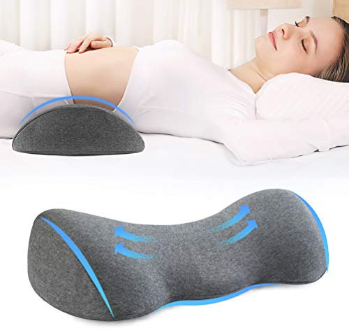AOPOW Lumbar Back Support Pillow Cushion - Memory Foam Lower Back Sleeping Pillows Pain Relief Lumbar Cushions for Bed Chair Car Office Travel