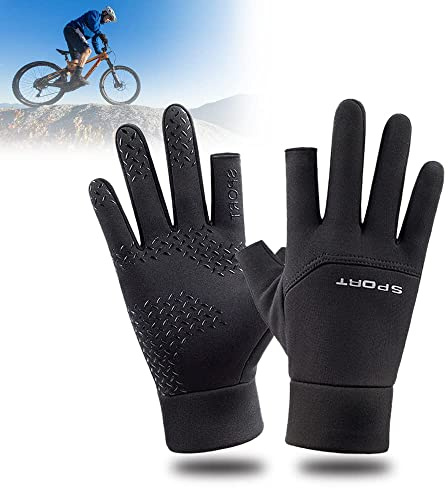 LSAMA wasserdichte Sport-Laufhandschuhe Leichte rutschfeste warme Handschuhe Touchscreen-Innenhandschuhe mit elastischer Manschette - Radfahren Sport Ski Wetter Thermohandschuhe