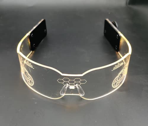 HULA LED Glasses, LED Party Glasses Luminous Glasses Cyberpunk Visor Glasses Light Up Rave Glasses for Halloween (B)