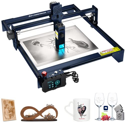 ATOMSTACK A10 Pro lasergraverare, 10–11 W offline stöder lasergravyrmaskin med ny justeringsknapp och touch-kontrollpanel, snabb montering av metall, trä, glas, 410 x 400 mm