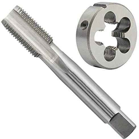 Aceteel M48 X 2.0 mano izquierda métrico grifo y matriz, M48 x 2mm HSS máquina roscar grifo y M48 x 2mm herramienta de aleación de acero redondo roscado troquel