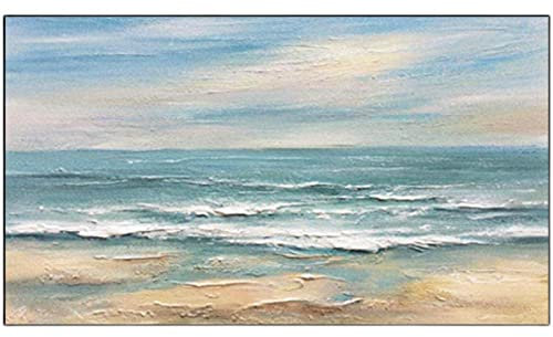RBWL Ölbilder Auf Leinwand Handgemalt, Sky Blue Texture Sea Waves Sky Beach Landschaft Abstract Modern Artwork Handgemalte Ölgemälde Auf Leinwand Wandkunst Für Wohnzimmer Schlafzimmer Büro Hom