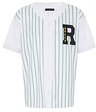 RED BRIDGE Chemise Sportive à Rayures Baseball Mode Casual Urbaine Blanc-Vert L