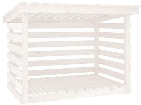 vidaXL Portalegna Bianco 108x73x79 cm in Legno Massello di Pino