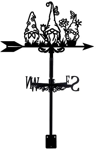 SUPERDANT Gnome Weathervane Vintage Elf Wind Vane Iron Roof Garden Direction Sign Wind Direction Indicator for Outdoor Iron Roof Garden Courtyard Farmhouse Yard Decoration