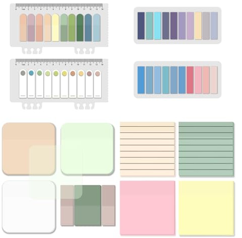 BAYTORY 1300 Hojas De Notas Adhesivas Transparentes Pastel, Impermeables, 3 x 3 Pulgadas, Bloc De Notas, Pestañas De Índice Autoadhesivas Translúcidas Para Escribir