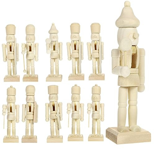 MAGICLULU 12 Stück Weihnachts-Nussknacker Zum Selbermachen Unbemalt Unbemalt Nussknacker-Marionette Kleiner Unbemalter Nussknacker Zum Basteln Weihnachten Zum Selbermachen