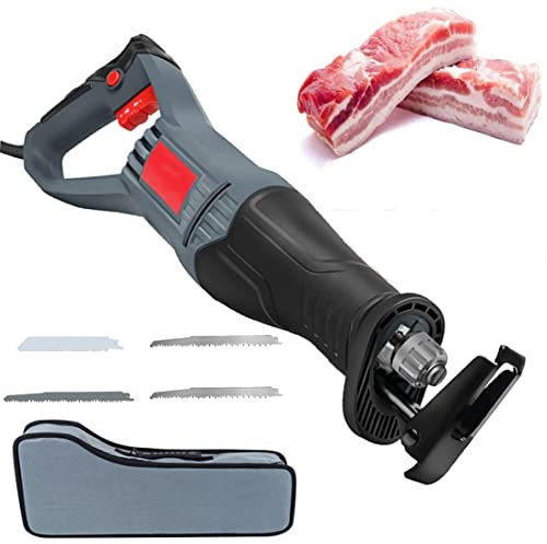 Scie À Viande Alternative Pour Couper La Viande Congelée, Os, Bacon, Scie Sabre Électrique À Fil À Vitesse Variable, Scie De Boucherie Électrique Portable Avec 4 Lames De Scie,1400W
