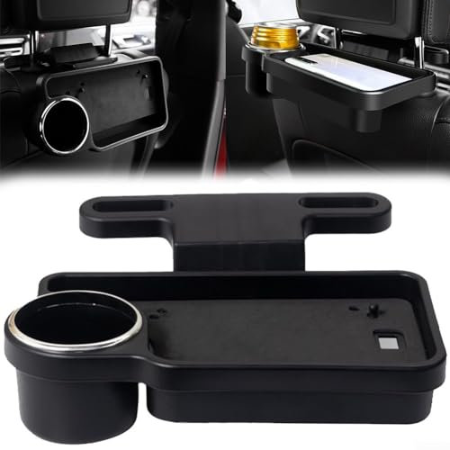 DAZZLEEX Car Rear Seat Cup Holder, Car Universal Back Backrest Organizer Storage Tray Table Cup Holder Phone Mount