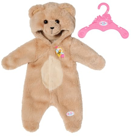 BABY born Bärenkostüm für 43 cm Puppen mit Kapuze und Ohren | Teddy-Kuscheloverall, Kapuze mit Ohren, passend für 43 cm Puppen