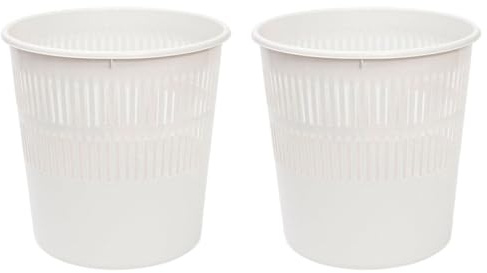 Acan Tradineur - Pack de 2 Papeleras de plástico con Rejilla - Cubo para Basura - Ligera y Resistente - Fabricada en España - Ø 27,5 x 28 cm - Color Blanco