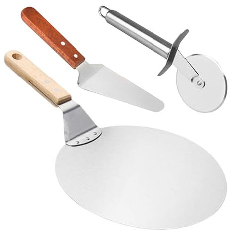 Generisch Pizzaschieber,Pizzaschieber | 3 Stück Pizza-Backschaufel-Werkzeuge | Pizzaspatel aus Metall, Pizza-Wippschneider, Pizzaofen-Werkzeug, Pizza-Zubehör für Pizza, Kuchen, Kuchen