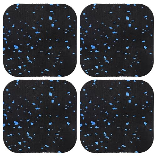 4Pcs Treadmill Mats, Coolrunner High Density Equipment Pads Noise Reduction for Floor Protection, Washing Machine Pads, Anti Vibration Rubber mats for Stationery Bike, Rowing Machine