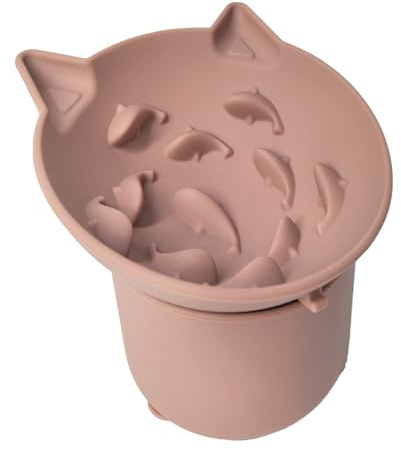 Anti-Schling Futternapf für Hunde, Silikon, langsam fressen, mit Saugnapf, spülmaschinenfest, für kleine bis mittelgroße Hunde (Rosa)