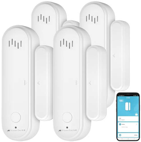 VisorTech Fenstersensoren Alexa: 4er-Set 2in1-WLAN-Tür- und Fensteralarme, Sirene, App, Sprachsteuerung (Haustüralarme, Tür-Fenster-Kontakt mit Sirene, Klingel)