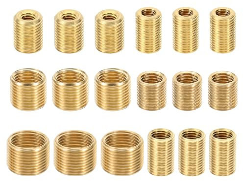 PATIKIL Dadi Riduttori a Filettatura 6 Misure Inserti, 18pz Adattatori a Filettatura Fine Maschio-Femmina Inserti Riparazione Raccordo Tubo Vite Manicotto per Lampada a Sospensione