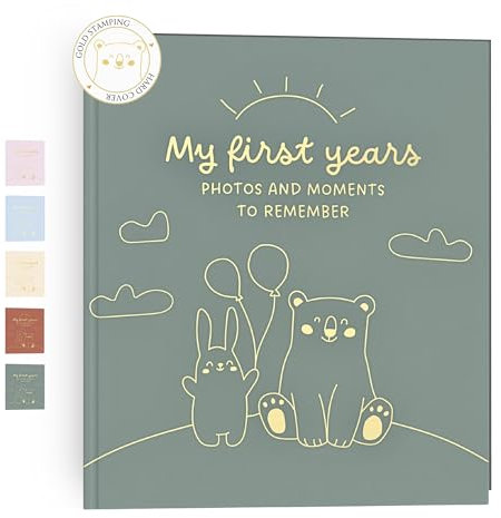 HuBorns - Baby Memory Record Book With 50+ Pages and Stickers for Newborns, Journal from Birth to 5 Years, Milestones & Monthly Celebrations - Perfect Shower Gift
