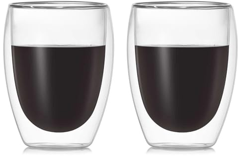 LENAOBEN Latte Macchiato Doppelwandige Espresso-Gläser, (2er Set) - 12 Unzen 350ml, Mokkatassen, Thermo-Gläser mit Schwebe-Effekt für Espressomaschine, Latte, Getränke, Tee, Cappuccino (350ml)