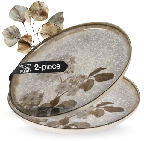 Moritz & Moritz BLOSSOM Servierteller Groß - 2x Porzellan-Teller mit ⌀ 30cm & floralem Design - Perfekt als Servierplatte zum Anrichten von Speisen - Mikrowellen- & Spülmaschinengeeignet