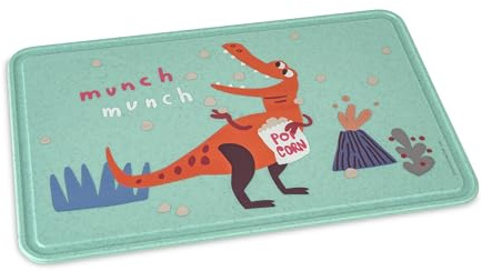 Koziol CONNECT BOARD REX Frühstücksbrettchen | für Kinder ab 6 Monate | originelles Motiv, bruchfest, pflegeleicht | biozirkulärer Kunststoff, spülmaschinengeeignet, melaminfrei (organic sage green)