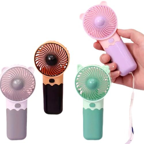 4 Pack Mini Portable Handheld Fan,Cute Handheld Fan Battery Operated, High Speed & Lightweight Small Portable Personal Cooling Fan for Travel,Beach, Camping, Eyelash Fan for Girl kids Women Men