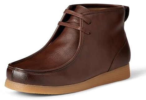 Amazon Essentials Chukka - Botas con puntera de mocasín, piel sintética, color marrón oscuro, talla 44