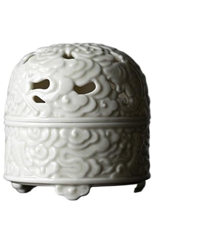 WYBZDA Knoblauch Aufbewahrung Chinesisch Kamee Keramik Zwiebeltopf mit Deckel Knoblauchtopf Atmungsaktiv Löcher für Hausfrau Frische Trocken Chefkoch(Weiß)